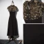 Vintage / Retro Black Evening Dresses  2019 A-Line / Princess High Neck Cap Sleeves Glitter Sequins Tea-length Ruffle Formal Dresses
