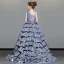 Luxury / Gorgeous Navy Blue Flower Girl Dresses 2019 A-Line / Princess Shoulders Beading Sleeveless Glitter Polyester Sweep Train Cascading Ruffles Backless Wedding Party Dresses