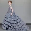 Luxury / Gorgeous Navy Blue Flower Girl Dresses 2019 A-Line / Princess Shoulders Beading Sleeveless Glitter Polyester Sweep Train Cascading Ruffles Backless Wedding Party Dresses