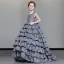 Luxury / Gorgeous Navy Blue Flower Girl Dresses 2019 A-Line / Princess Shoulders Beading Sleeveless Glitter Polyester Sweep Train Cascading Ruffles Backless Wedding Party Dresses