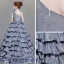 Luxury / Gorgeous Navy Blue Flower Girl Dresses 2019 A-Line / Princess Shoulders Beading Sleeveless Glitter Polyester Sweep Train Cascading Ruffles Backless Wedding Party Dresses