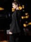 Beste Schwarz Chiffon Overall 2019 Eckiger Ausschnitt Lange Ärmel Stoffgürtel Pailletten Knöchellänge Rüschen Abendkleider