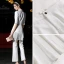 Luxury / Gorgeous White Jumpsuit 2019 V-Neck 1/2 Sleeves Pearl Tassel Ankle Length Evening Dresses