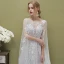 Romantic Silver See-through Evening Dresses  2019 A-Line / Princess Square Neckline 1/2 Sleeves Backless Star Appliques Lace Watteau Train Ruffle Formal Dresses