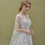 Romantic Silver See-through Evening Dresses  2019 A-Line / Princess Square Neckline 1/2 Sleeves Backless Star Appliques Lace Watteau Train Ruffle Formal Dresses