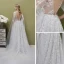 Romantic Silver See-through Evening Dresses  2019 A-Line / Princess Square Neckline 1/2 Sleeves Backless Star Appliques Lace Watteau Train Ruffle Formal Dresses