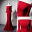 Schlicht Rot Abendkleider 2019 Meerjungfrau Off Shoulder Glockenhülsen Gespaltete Front Lange Rückenfreies Festliche Kleider