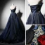Elegant Mørk Marineblå Selskapskjoler 2019 Prinsesse Kjæreste Uten Ermer Brodert Blomst Beading Perle Feie Tog Buste Ryggløse Formelle Kjoler