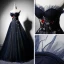 Elegant Mørk Marineblå Selskapskjoler 2019 Prinsesse Kjæreste Uten Ermer Brodert Blomst Beading Perle Feie Tog Buste Ryggløse Formelle Kjoler