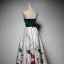 Modern / Fashion Dark Green White Suede Evening Dresses  2019 A-Line / Princess Sweetheart Sleeveless Beading Printing Flower Floor-Length / Long Ruffle Backless Formal Dresses