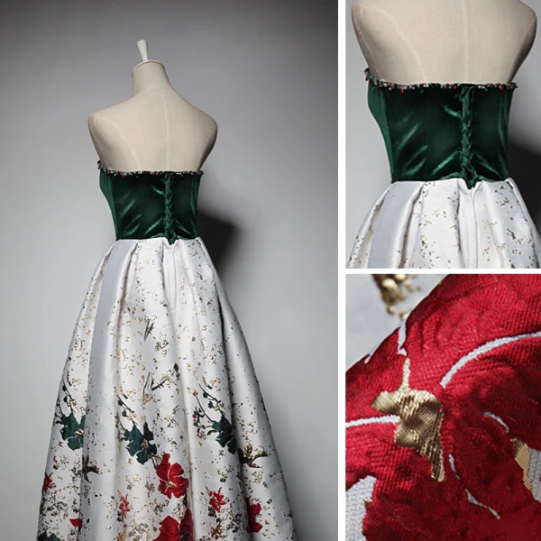 Modern / Fashion Dark Green White Suede Evening Dresses 2019 A-Line / Princess Sweetheart Sleeveless Beading Printing Flower Floor-Length / Long Ruffle Backless Formal Dresses