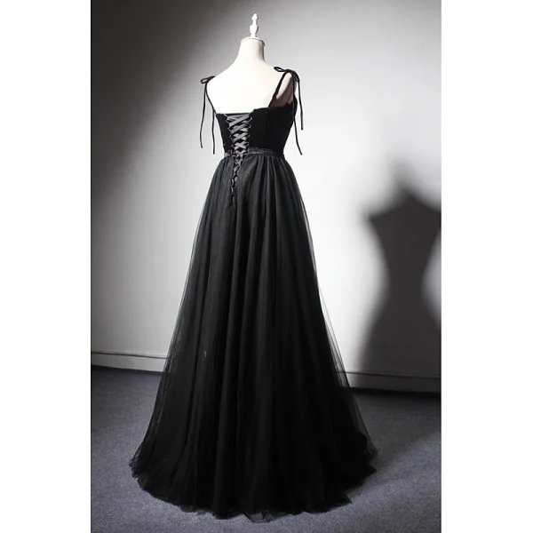 best black formal dresses BABARONI Black Prom Dress with Off the Shoulder Tiered Skirt and Slit