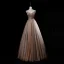 Luxe Champagne Gris Robe De Bal 2019 Princesse Bretelles Spaghetti Sans Manches Appliques En Dentelle Perlage Longue Volants Dos Nu Robe De Ceremonie