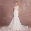 Elegant Ivory Pierced Wedding Dresses 2018 Trumpet / Mermaid V-Neck Sleeveless Appliques Lace Court Train