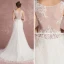 Elegant Ivory Pierced Wedding Dresses 2018 Trumpet / Mermaid V-Neck Sleeveless Appliques Lace Court Train