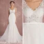 Elegant Ivory Pierced Wedding Dresses 2018 Trumpet / Mermaid V-Neck Sleeveless Appliques Lace Court Train