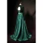 Vintage / Originale Vert Foncé Daim Satin Robe De Soirée 2019 Princesse Col Haut Transparentes Col v profond Sans Manches Ceinture Longue Volants Dos Nu Robe De Ceremonie