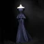 Simple Bleu Marine Satin Robe De Soirée 2019 Trompette / Sirène Bustier Sans Manches Noeud Ceinture Train De Balayage Volants Dos Nu Robe De Ceremonie