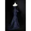 Simple Bleu Marine Satin Robe De Soirée 2019 Trompette / Sirène Bustier Sans Manches Noeud Ceinture Train De Balayage Volants Dos Nu Robe De Ceremonie