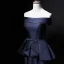 Simple Bleu Marine Satin Robe De Soirée 2019 Trompette / Sirène Bustier Sans Manches Noeud Ceinture Train De Balayage Volants Dos Nu Robe De Ceremonie