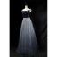 Chic / Belle Bleu Marine Dégradé De Couleur Daim Robe De Soirée 2019 Princesse Bretelles Spaghetti Sans Manches Ceinture Longue Volants Dos Nu Robe De Ceremonie