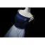Chic / Belle Bleu Marine Dégradé De Couleur Daim Robe De Soirée 2019 Princesse Bretelles Spaghetti Sans Manches Ceinture Longue Volants Dos Nu Robe De Ceremonie