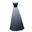Chic / Belle Bleu Marine Dégradé De Couleur Daim Robe De Soirée 2019 Princesse Bretelles Spaghetti Sans Manches Ceinture Longue Volants Dos Nu Robe De Ceremonie