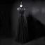 Vintage / Originale Noire Transparentes Robe De Soirée 2019 Princesse Col Haut Sans Manches Ceinture Appliques En Dentelle Perlage Longue Volants Robe De Ceremonie
