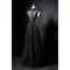 Vintage / Originale Noire Transparentes Robe De Soirée 2019 Princesse Col Haut Sans Manches Ceinture Appliques En Dentelle Perlage Longue Volants Robe De Ceremonie