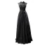 Vintage / Originale Noire Transparentes Robe De Soirée 2019 Princesse Col Haut Sans Manches Ceinture Appliques En Dentelle Perlage Longue Volants Robe De Ceremonie