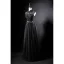Vintage / Originale Noire Transparentes Robe De Soirée 2019 Princesse Col Haut Sans Manches Ceinture Appliques En Dentelle Perlage Longue Volants Robe De Ceremonie