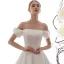 Modest / Simple Ivory Satin Wedding Dresses 2019 A-Line / Princess Off-The-Shoulder Short Sleeve Flower Backless Cathedral Train Ruffle