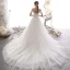 Elegant Ivory Wedding Dresses 2019 A-Line / Princess Off-The-Shoulder Short Sleeve Backless Glitter Tulle Court Train Ruffle