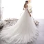 Elegant Ivory Wedding Dresses 2019 A-Line / Princess Off-The-Shoulder Short Sleeve Backless Glitter Tulle Court Train Ruffle