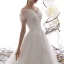 Elegant Ivory Wedding Dresses 2019 A-Line / Princess Off-The-Shoulder Short Sleeve Backless Glitter Tulle Court Train Ruffle