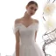 Elegant Ivory Wedding Dresses 2019 A-Line / Princess Off-The-Shoulder Short Sleeve Backless Glitter Tulle Court Train Ruffle