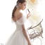 Elegant Ivory Wedding Dresses 2019 A-Line / Princess Off-The-Shoulder Short Sleeve Backless Glitter Tulle Court Train Ruffle