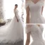 Elegant Ivory Wedding Dresses 2019 A-Line / Princess Off-The-Shoulder Short Sleeve Backless Glitter Tulle Court Train Ruffle