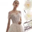 Schöne Champagner Brautkleider / Hochzeitskleider 2019 A Linie Off Shoulder Kurze Ärmel Rückenfreies Glanz Applikationen Spitze Perlenstickerei Hof-Schleppe Rüschen