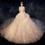 Bling Bling Champagne Brudekjoler 2019 Ballkjole Kjæreste Uten Ermer Ryggløse Beading Glitter Tyll Cathedral Train Buste