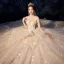Bling Bling Champagne Brudekjoler 2019 Ballkjole Kjæreste Uten Ermer Ryggløse Beading Glitter Tyll Cathedral Train Buste