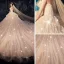 Bling Bling Champagne Brudekjoler 2019 Ballkjole Kjæreste Uten Ermer Ryggløse Beading Glitter Tyll Cathedral Train Buste
