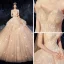 Bling Bling Champagne Brudekjoler 2019 Ballkjole Kjæreste Uten Ermer Ryggløse Beading Glitter Tyll Cathedral Train Buste
