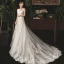 Élégant Ivoire Été Robe De Mariée 2019 Trompette / Sirène V-Cou Sans Manches Dos Nu Appliques En Dentelle Détachable Tribunal Train Volants