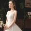 Élégant Ivoire Été Robe De Mariée 2019 Trompette / Sirène V-Cou Sans Manches Dos Nu Appliques En Dentelle Détachable Tribunal Train Volants