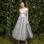 Modern / Fashion See-through Pearl Pink Bridesmaid Dresses 2019 A-Line / Princess Appliques Lace Tea-length Ruffle Backless Wedding Party Dresses