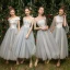 Modern / Fashion See-through Pearl Pink Bridesmaid Dresses 2019 A-Line / Princess Appliques Lace Tea-length Ruffle Backless Wedding Party Dresses