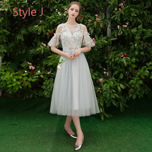 Discount Ocean Blue Bridesmaid Dresses 2019 A-Line / Princess Appliques Lace Tea-length Ruffle Backless Wedding Party Dresses