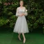 Discount Ocean Blue Bridesmaid Dresses 2019 A-Line / Princess Appliques Lace Tea-length Ruffle Backless Wedding Party Dresses