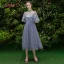 Discount Ocean Blue Bridesmaid Dresses 2019 A-Line / Princess Appliques Lace Tea-length Ruffle Backless Wedding Party Dresses